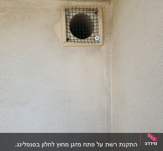 רשת מונעת כניסת יונים לפתח אוורור בקיר